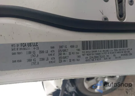 2019 Jeep Compass Latitude 4X4 из США, поврежденный, VIN 3C4NJDBB4KT761015